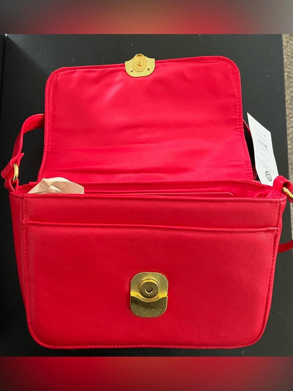 Time and Tru Red Crossbody Bag with Gold Hardware - Picture 3 of 6
